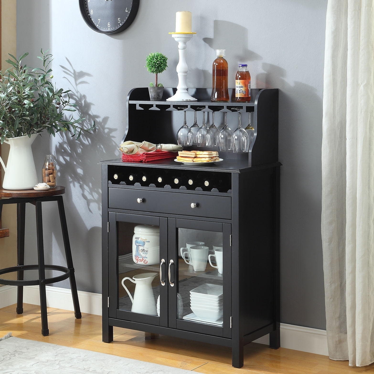 Shop Hudson Transitional Dark Wood Bar Cabinet On Sale