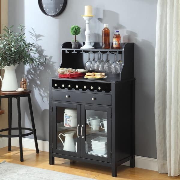 Shop Hudson Transitional Dark Wood Bar Cabinet Free Shipping