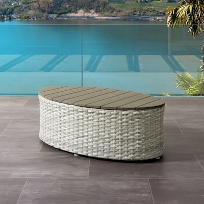 CorLiving Brisbane Weather Resistant Oval Patio Coffee Table