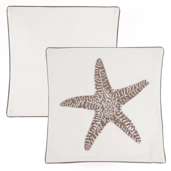 Panama Jack Starfish Neutral 18 inch Embroidered Decorative Pillow