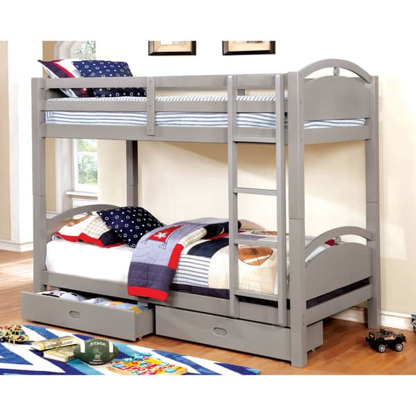 Furniture of America Tarl Transitional Grey Twin over Twin Bunk Bed ...