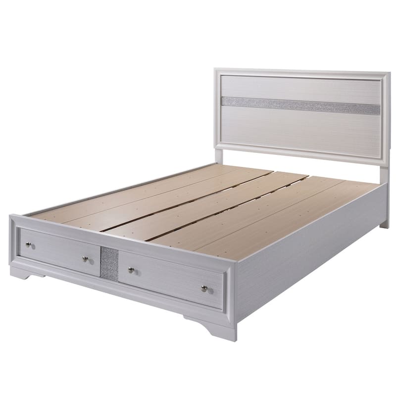 Furniture of America Relo Modern White Solid Wood 2-Drawer Storage Bed