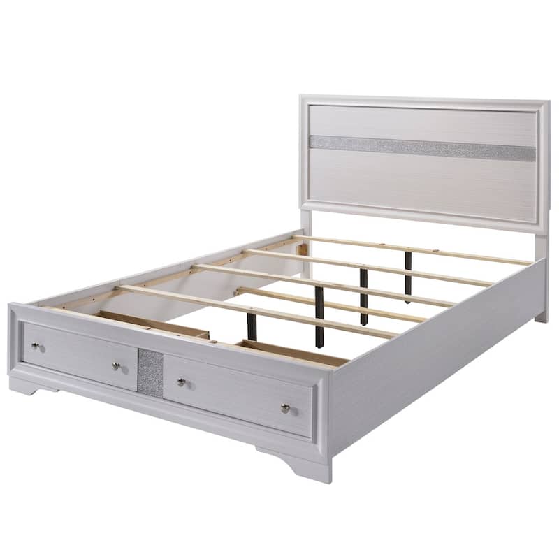 Furniture of America Relo Modern White Solid Wood 2-Drawer Storage Bed