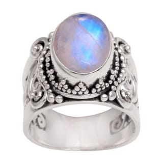 Handmade Moonstone and Sterling Silver shadow box ring.