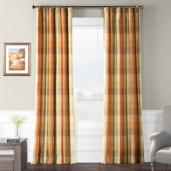 Exclusive Fabrics Cumbria Faux Silk Plaid Curtain