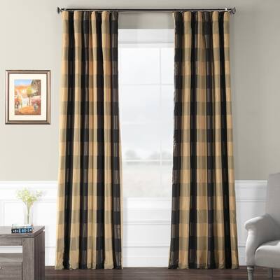 Exclusive Fabrics Suffolk Faux Silk Plaid Curtain (1 Panel)