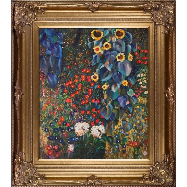 Gustav Klimt 'Farm Garden with Sunflowers' Hand Painted Oil Reproduction