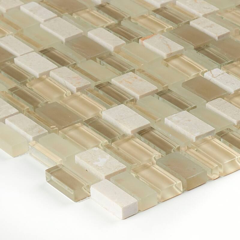 Clio Mosaics 1 X Random Mosaic Glass and Stone Tile in Nox - 12x12