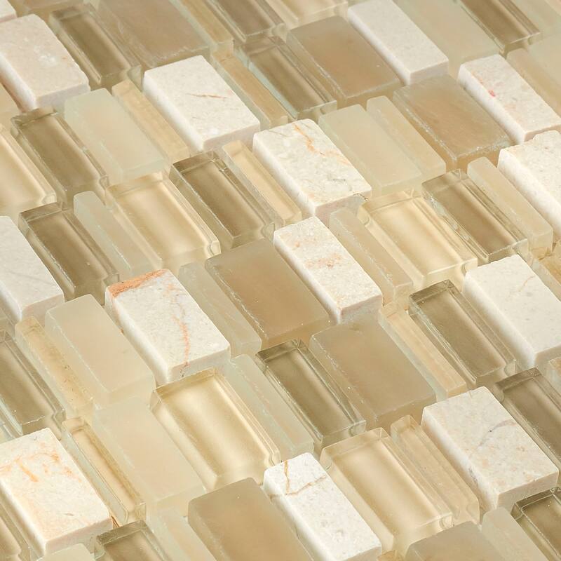 Clio Mosaics 1 X Random Mosaic Glass and Stone Tile in Nox - 12x12