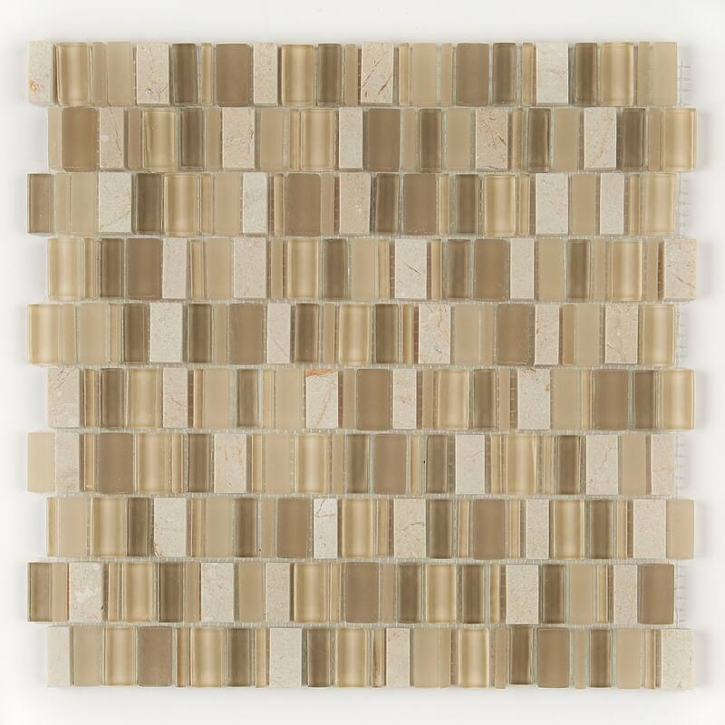 Clio Mosaics 1 X Random Mosaic Glass and Stone Tile in Nox - 12x12