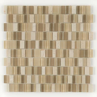 Clio Mosaics 1 X Random Mosaic Glass and Stone Tile in Nox - 12x12