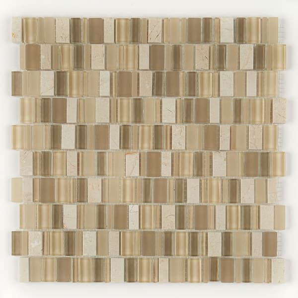 slide 2 of 4, Clio Mosaics 1 X Random Mosaic Glass and Stone Tile in Nox - 12x12