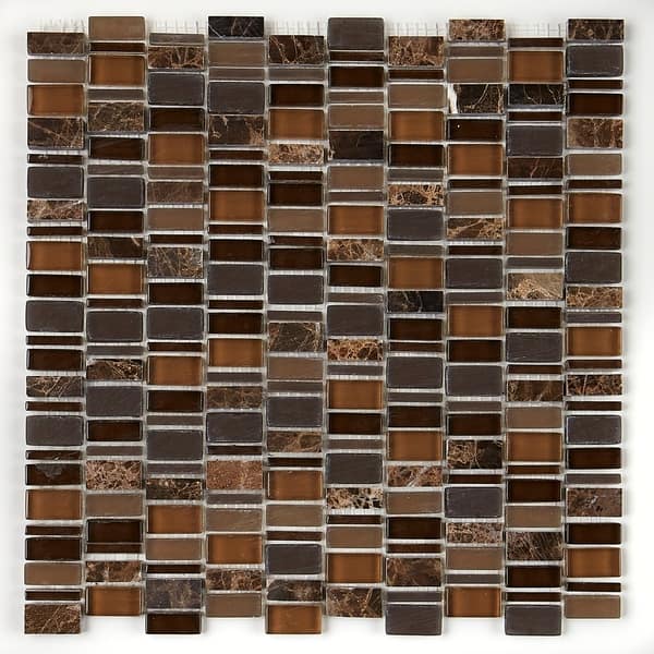 slide 2 of 3, Clio Mosaics 1 X Random Mosaic Glass and Stone Tile in Eos - 12x12