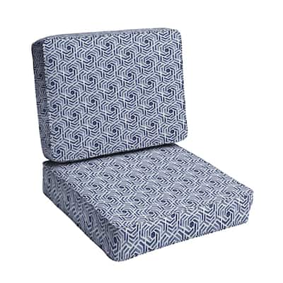 Humble + Haute Navy and White Geometric Corded Indoor/ Outdoor Pillow and Cushion Set