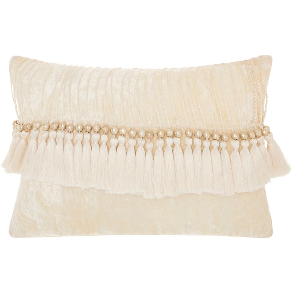 Nourison Lifestyles Ivory Velvet 16 in. x 16 in. Throw Pillow