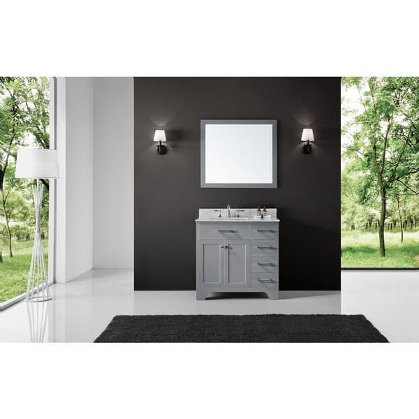 24 inch Corner Bathroom Vanity Cottage Beach Style Gray Color (24