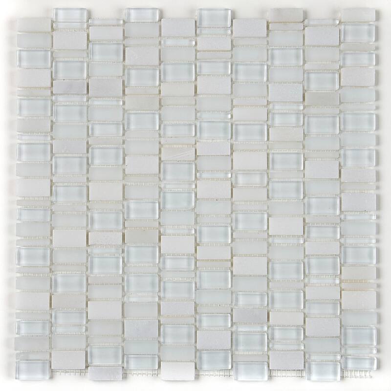 Clio Mosaics 1 X Random Mosaic Glass and Stone Tile in Luna - 12x12