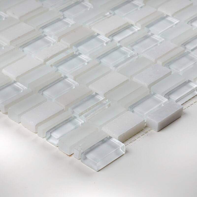Clio Mosaics 1 X Random Mosaic Glass and Stone Tile in Luna - 12x12