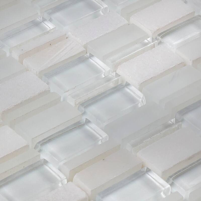 Clio Mosaics 1 X Random Mosaic Glass and Stone Tile in Luna - 12x12
