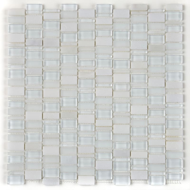 Clio Mosaics 1 X Random Mosaic Glass and Stone Tile in Luna - 12x12