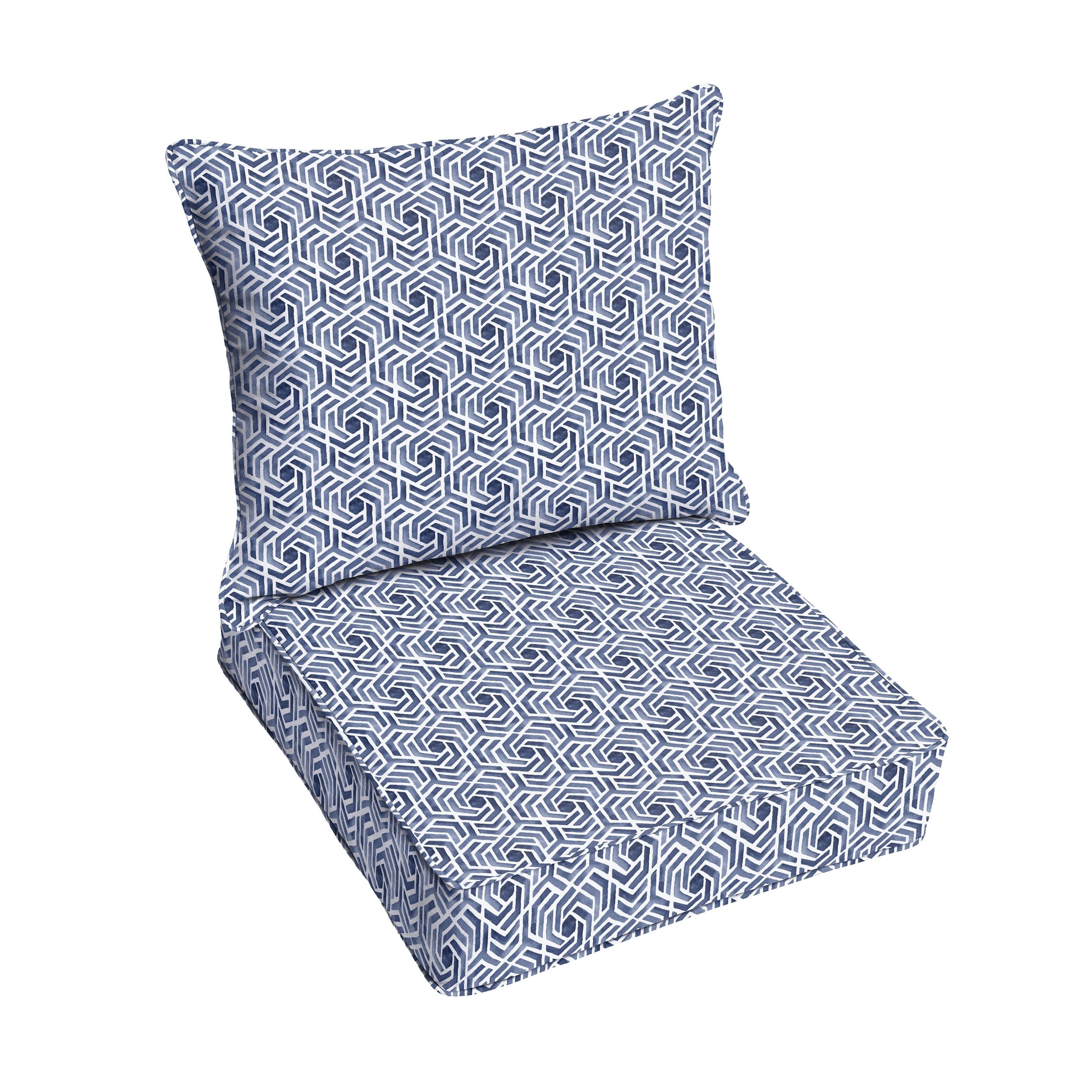 Humble + Haute Navy and White Geometric Corded Indoor/ Outdoor Pillow