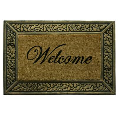 Framed coir Pebbles Welcome doormat by Bacova - 23x34