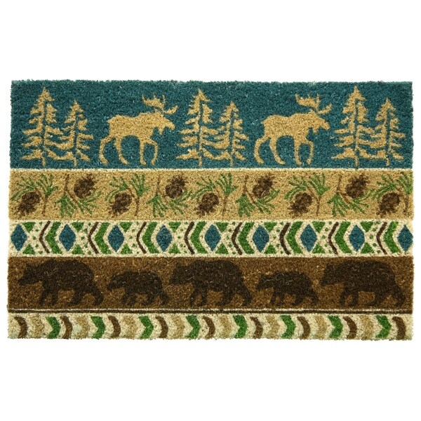 Coir Bleached Timber Ridge printed doormat by Bacova - 18x28