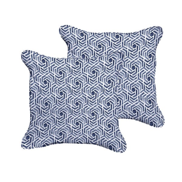 Shop Humble + Haute Navy and White Geometric Corded Indoor/ Outdoor Pillows, Set of 2 - On Sale ...