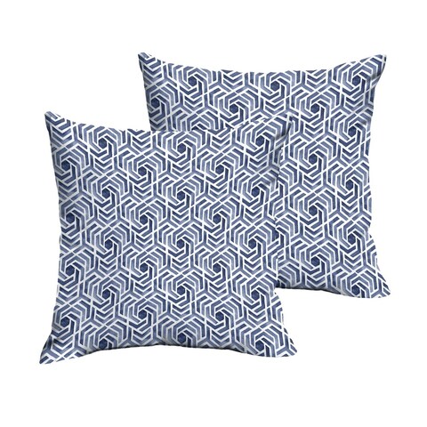 Humble + Haute Navy and White Geometric Knife Edge Indoor/ Outdoor Pillows, Set of 2