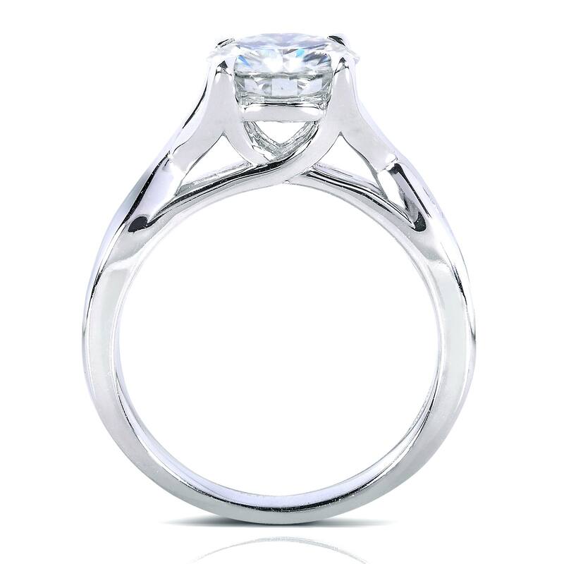 Annello by Kobelli 14k White Gold 1 3/4ct TGW Round Moissanite and Channel-set Diamond Trellis Bow Bridal Rings (DEF/VS, GH/I)