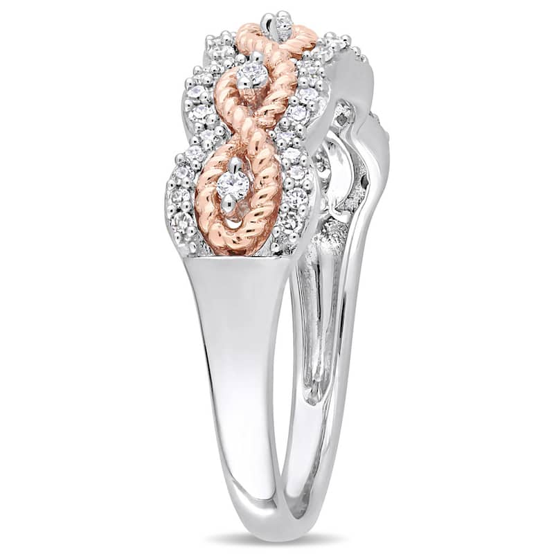 Miadora Signature Collection 2-Tone 10k Rose and White Gold 1/4ct TDW Diamond Infinity Anniversary Band