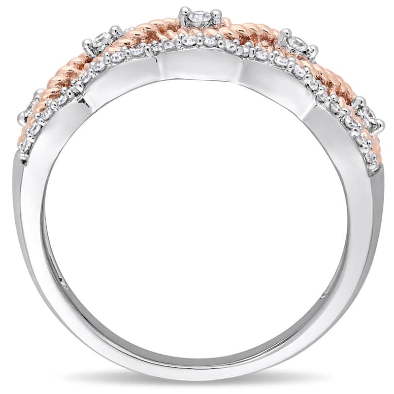Miadora Signature Collection 2-Tone 10k Rose and White Gold 1/4ct TDW Diamond Infinity Anniversary Band