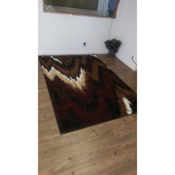 Multi Brown Polypropylene Rug Power Loomed with Jute Backing - 4' x 5'4
