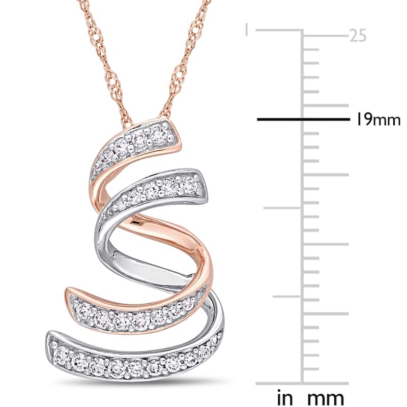 Miadora Signature Collection 2-Tone 14k White and Rose Gold 1/5ct TDW Diamond Layered Swirl Journey Necklace
