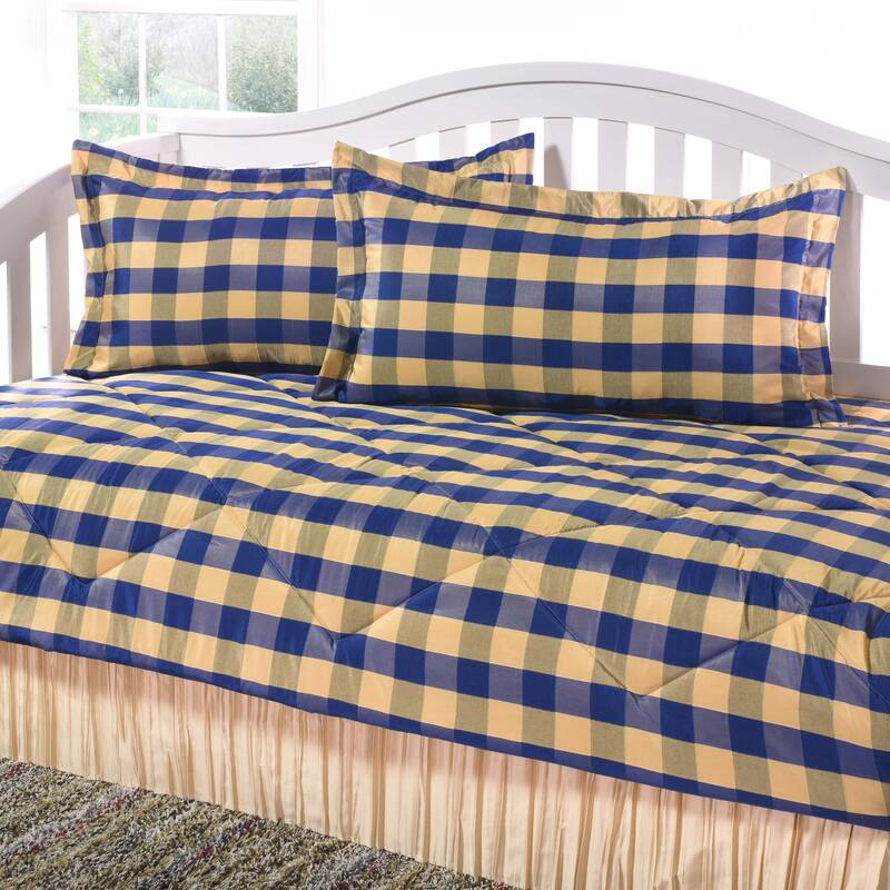 Checkers blue gold Daybed Set - 4 Piece - Blue