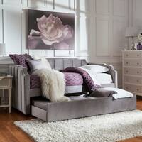Chareau Grey Velvet Upholstered Daybed and Trundle by iNSPIRE Q Bold