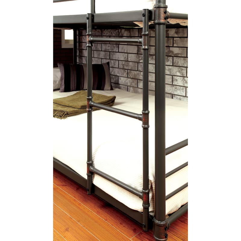 Gorz Industrial Black Full Metal Triple Bunk Bed by Furniture of America