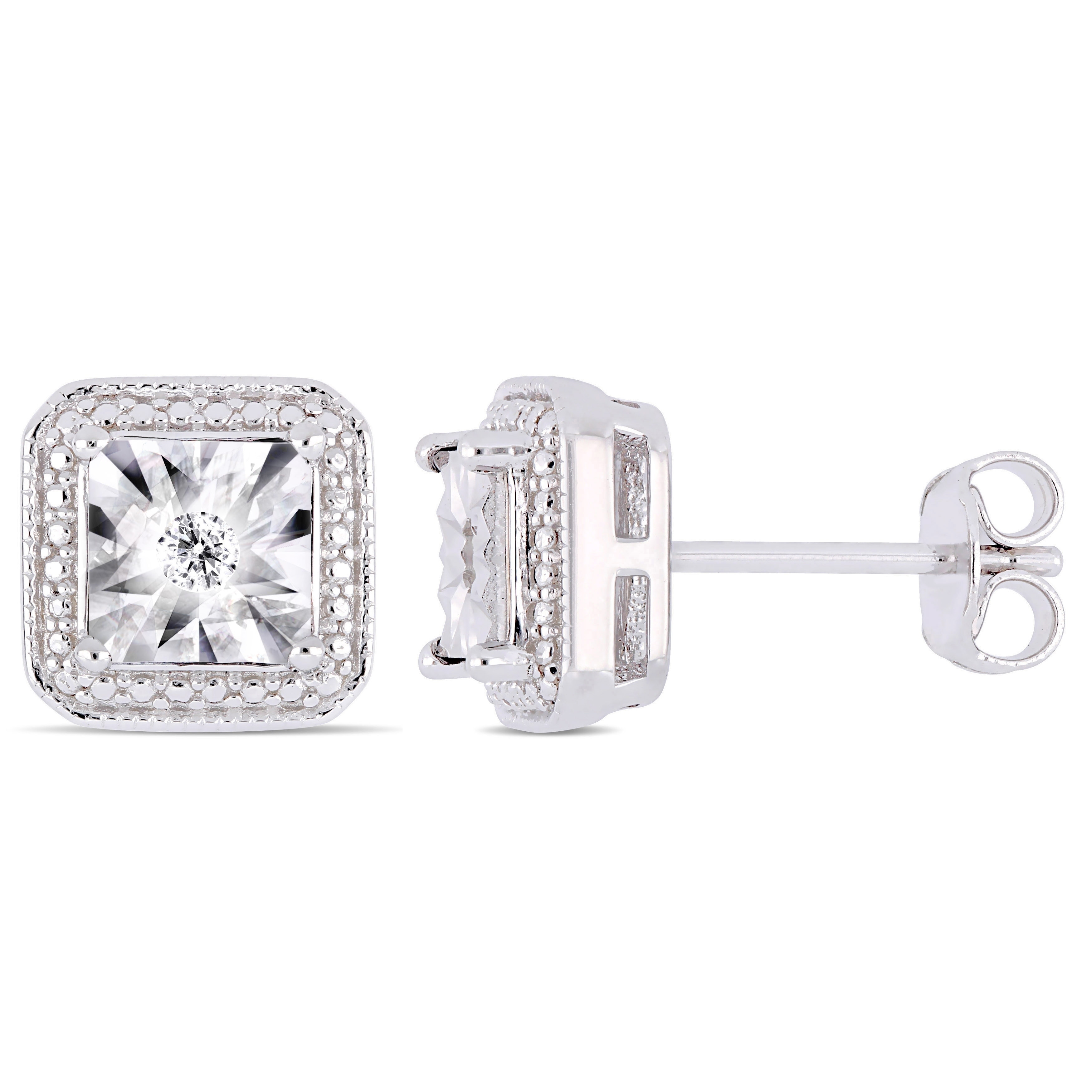 10KT White Gold Round Prong-set Diamond Cluster Stud Earrings 0.04 Cttw 10KT White Gold Round Prong-set Diamond Cluster Stud Earrings 0.04 Cttw