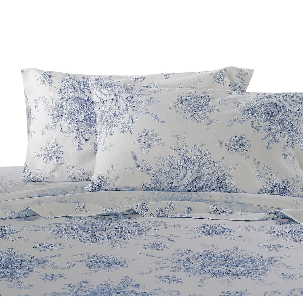 Classical Linen Cotton Collection Natural Printed Toile Sheet Sets