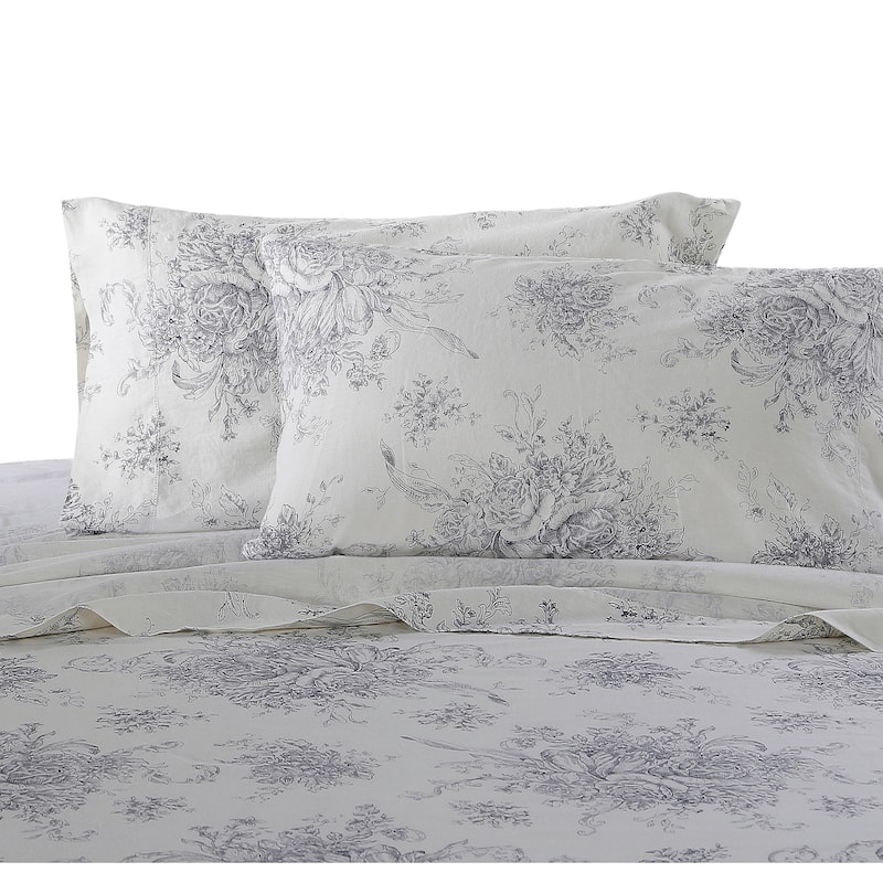 Classical Linen Cotton Collection Natural Printed Toile Sheet Sets
