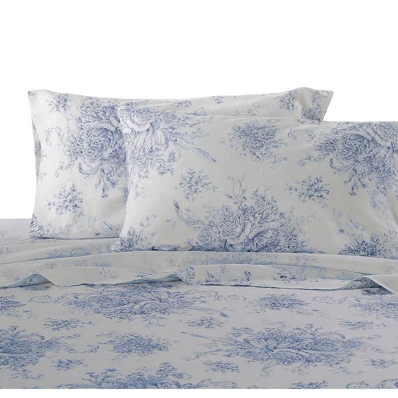 Classical Linen Cotton Collection Natural Printed Toile Sheet Sets