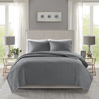 Madison Park Remy Dark Grey Quilted Coverlet Set - - 19968884
