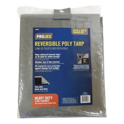 Projex 20 ft. W x 10 ft. L Heavy Duty Polyethylene Black/Silver Tarp