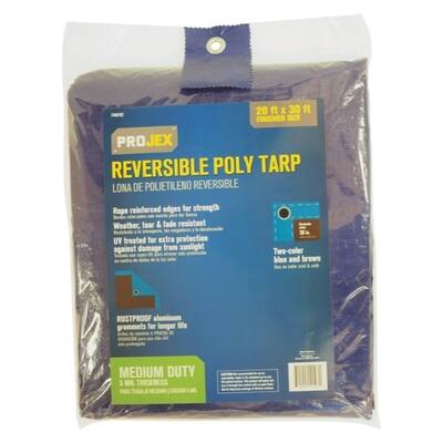 Projex 20 ft. L x 30 ft. W Medium Duty Polyethylene Tarp Blue/Brown