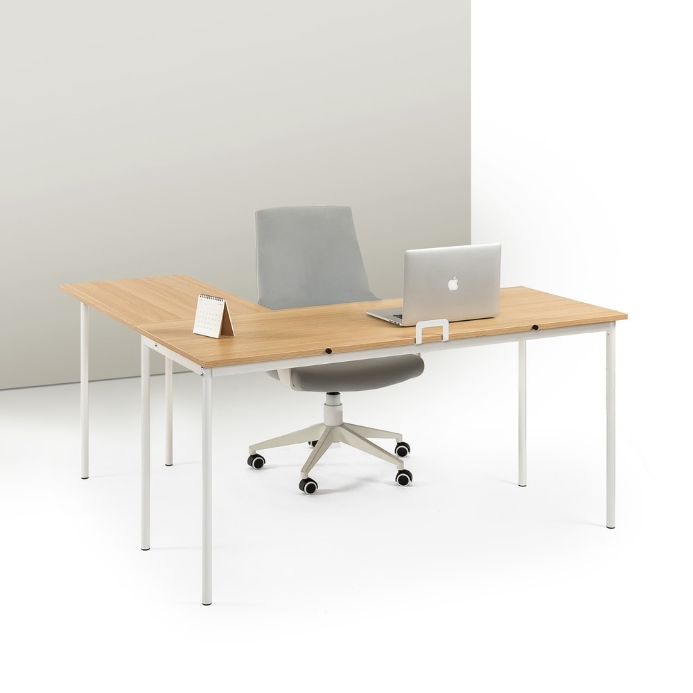 ZINUS Jennifer 47 Inch Computer Workstation / Office Desk - White Frame &  Natural Top