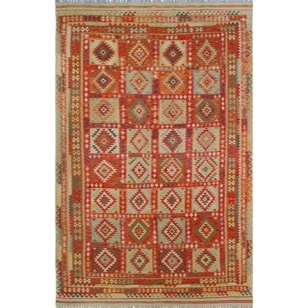Noori Rug Sangat Kilim Amorica Gold/Red Rug - 8'6 x 13'2