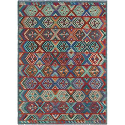 Sangat Kilim Claiborn Green/Beige Rug (8'3 x 11'5)