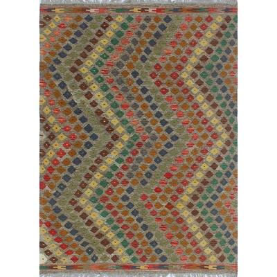 Sangat Kilim Bernard Brown/Rust Rug (5'1 x 6'10)