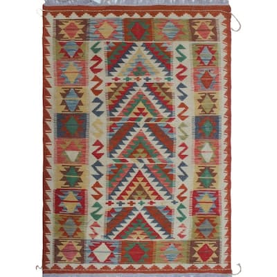 Noori Rug Sangat Kilim Radolph Beige/Rust Rug - 3'11" x 5'9"