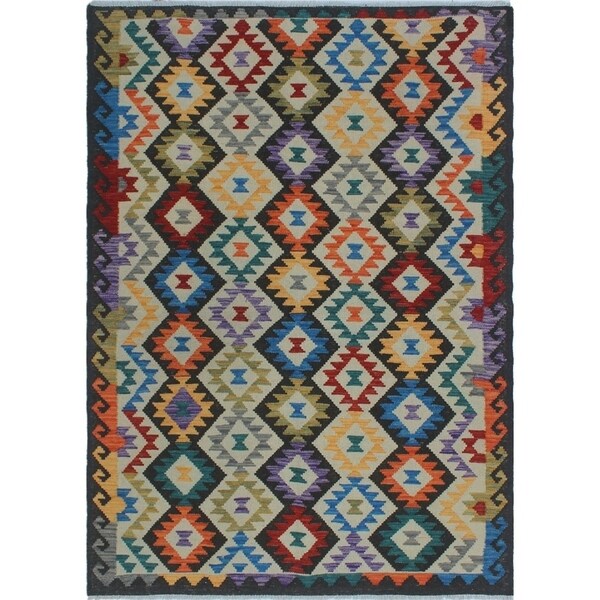 Noori Rug Sangat Kilim Branton Grey/Beige Rug - 4'0 x 5'11